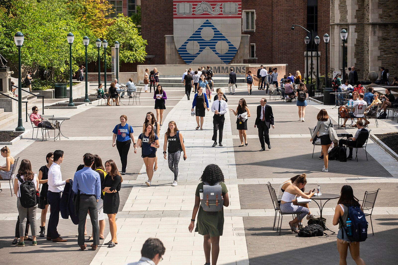 students walking in penn commons