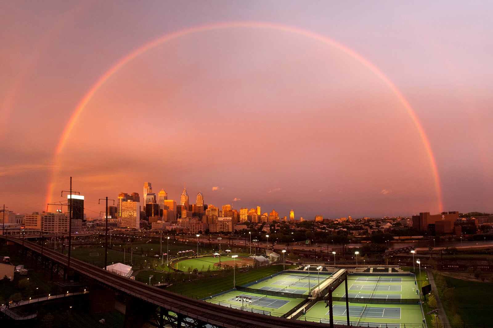 A rainbow over Penn Park