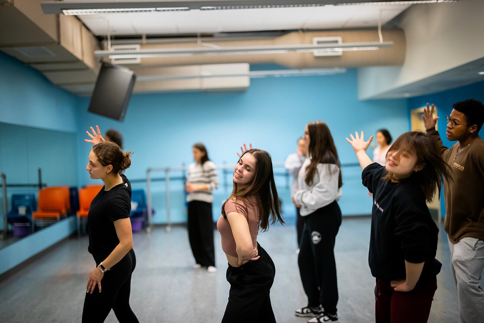 students practicing for spring performances