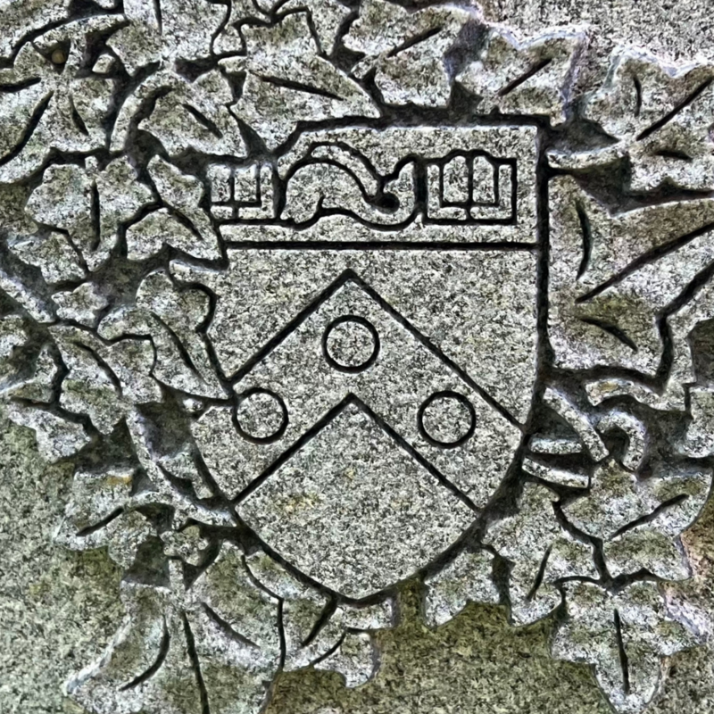 Close up of Penn's logo on an Ivy Day Class Stone